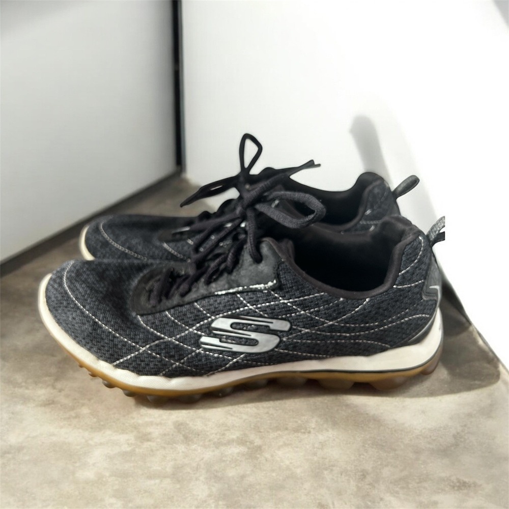 Skechers Womens Black Mesh Lace Up Athletic Sneakers Skech-Air Size 8